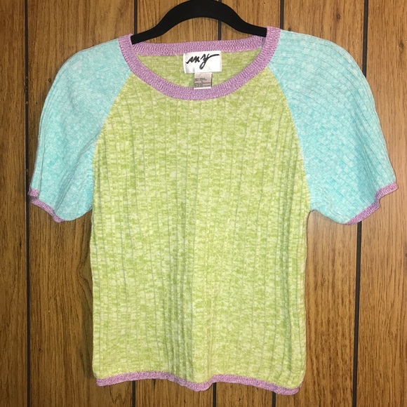 Vintage large blue purple green crop top - Picture 6 of 6
